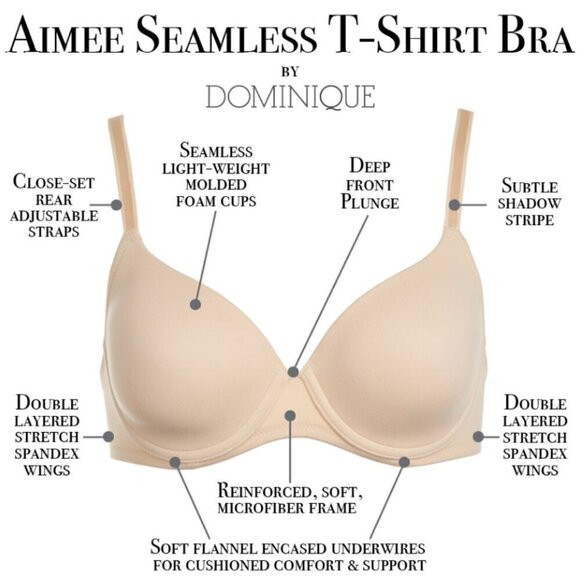 Dominique Intimate Apparel Aimee Seamless T-Shirt Bra, 32D - Picture 2 of 10
